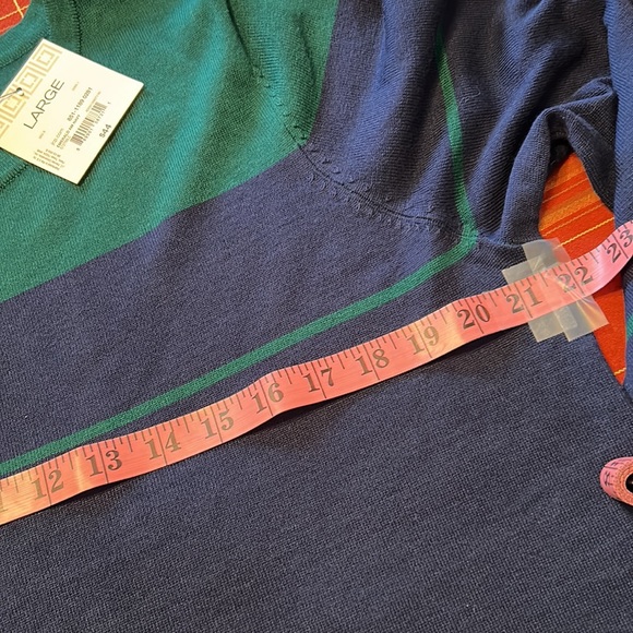 Liz Claiborne Women’s 3/4 Sleeve Pullover Sweater NWT Emerald and Navy Blue - Picture 8 of 10